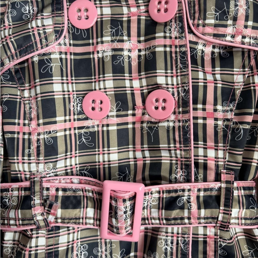 Dollhouse Navy and Pink Plaid Raincoat Trench coat for Kids - Picture 3 of 7